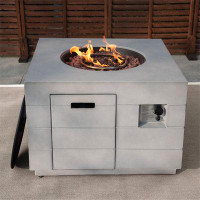 Latitude Run® Allecia 24.8'' H x 34.5'' W Magnesium Oxide Propane Outdoor Fire Pit Table with Lid