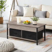 Yaheetech Yaheetech Lift-Top Coffee Table With 2 Fabric Baskets & Hidden Storage Compartment, Raisable Top Coffee Table