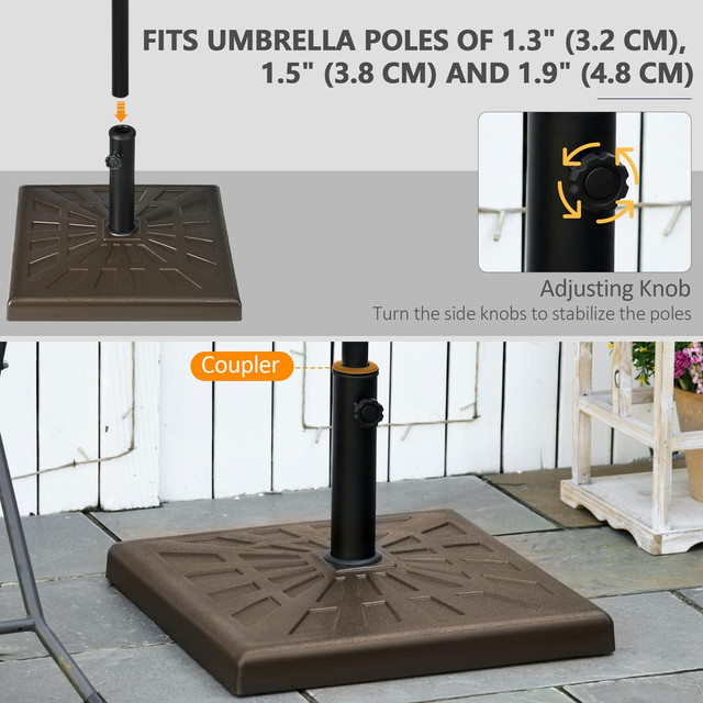 Umbrella Base 20.1" L x 20.1" W x 12.6" H Brown in Patio & Garden Furniture - Image 4