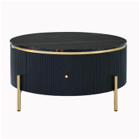Mercer41 Round Coffee Table with 2 Drawers Storage Accent Table