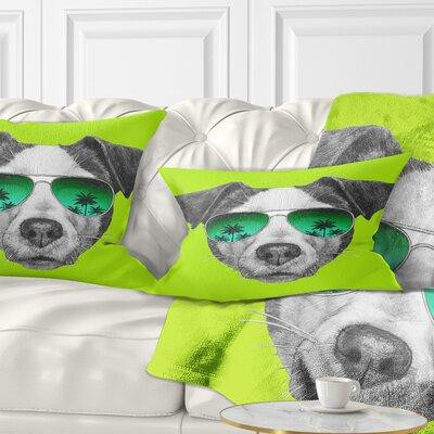 Made in Canada - East Urban Home Animal Jack Russell in Glasses Lumbar Pillow in Bedding