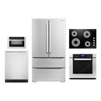 Cosmo 5 Piece Kitchen Package With 30" Electric Cooktop 30" Single Electric Wall Oven 24" Built-in Microwave Drawer  Ene