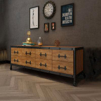 STAR BANNER American industrial wind TV cabinet living room wrought iron solid wood retro TV cabinet