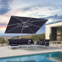 Arlmont & Co. Ometa 156" x 120" Rectangular Cantilever Umbrella