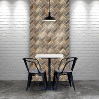 23 3/4W x 11 7/8H x 3/4 Boat Wood Mosaic Wall Tile, Natural Finish ( Available in 3 Styles )