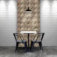 23 3/4W x 11 7/8H x 3/4 Boat Wood Mosaic Wall Tile, Natural Finish ( Available in 3 Styles )