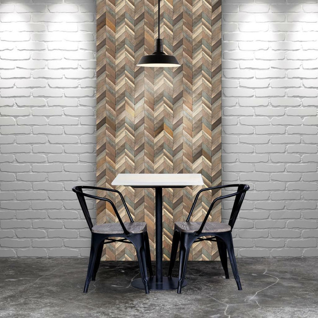23 3/4W x 11 7/8H x 3/4 Boat Wood Mosaic Wall Tile, Natural Finish ( Available in 3 Styles ) in Floors & Walls