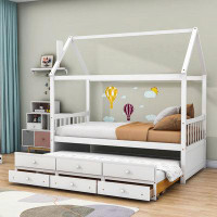 Harper Orchard Kayleen Twin 3 Drawer House Bed with Trundle