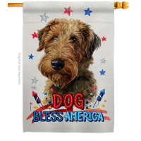Breeze Decor Patriotic Welsh Terrier House Flag Dog Animals 28 X40 Inches Double-Sided Decorative Decoration Yard Banner