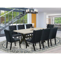 Winston Porter Winston Porter 9 Pc Dining Room Table Set - 8 Black Padded Chair And Dining Room Table