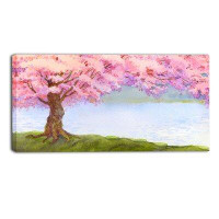 Design Art Flowering Tree by Lake Painting Print on Wrapped Canvas