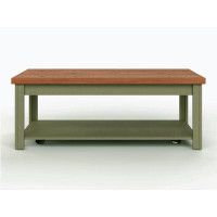 Wenty Bridgevine Home Vineyard 48 Inch Coffee Table, No Assembly Required, Sage Green And Fruitwood Finish