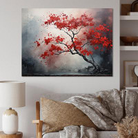 Design Art Fiery Red Maple Tree I - Tree Maple Wall Art Living Room