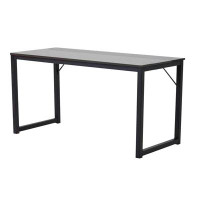 Ebern Designs Tmy 55 Inch Office Desk Table, Rectangular Study Space, Black Metal Wood