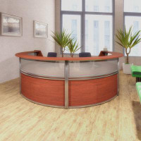 Latitude Run® Marque Plexi Reception Curved Desk Workstation