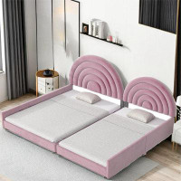 Everly Quinn Twin+full Upholstered Platform Bed Set With Semicircular Headboard