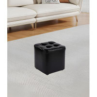 Hokku Designs Oil Wax Leather Sofa Stool, Nordic Household Creative Small Stool, Low Stool, Solid Wood Square Stool, Doo