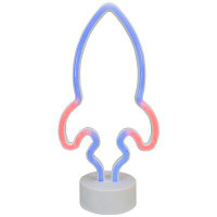 Northlight Seasonal 9" Blue And Red LED Neon Style Rocket Ship Table Light
