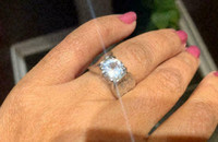 Brand New CZ Stone in 14K White Gold Engagement Ring (Size 5-6)