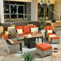 Red Barrel Studio Daliya 5 - Person Outdoor Seating Group With Cushions With Fire Pit
