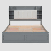 Latitude Run® Wood Queen Size Platform Bed with Storage Headboard