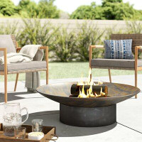 17 Stories Hartlepool Concave Steel Wood Burning Fire Pit
