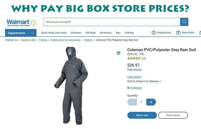Clearance Deal -- ONLY $8.99  New - COLEMAN QUALITY RAIN SUIT -- Big box mart price $26.97 in Fishing, Camping & Outdoors - Image 2