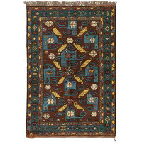 Tufenkian Kazak One-of-a-Kind Oriental Hand-Knotted Rectangle 5' x 6' Wool Area Rug in Red/Blue