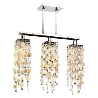 Highland Dunes Charette 3 - Light Kitchen Island Linear Pendant with Crystal Accents