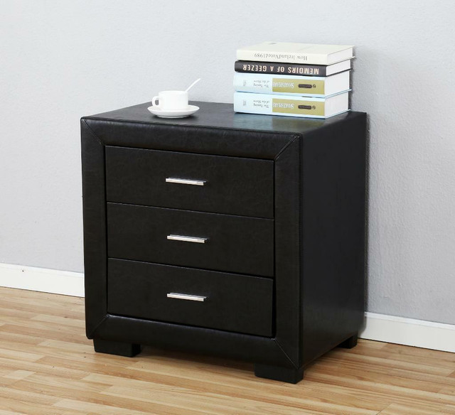 NEW 3 DRAWER NIGHTSTAND UPHOLSTERED MODERN NIGHT STAND BEDROOM TABLE WSS924 in Other Tables in Alberta - Image 2