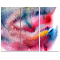 Made in Canada - Design Art Blue and Red Abstract Stain - 3 Piece Graphic Art on Wrapped Canvas Set