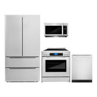 Cosmo 4 Piece Kitchen Package with French Door Refrigerator & 30" Freestanding Electric Range