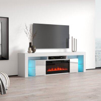 Meble Furniture Soleo TV Stand for TVs up to 88" with Electric Fireplace Included