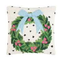 Mistletoe and Co. Spotted Holiday Wreath Hook Pillow