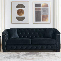 GZMWON Modern Chesterfield Velvet Sofa, Living Room Couch