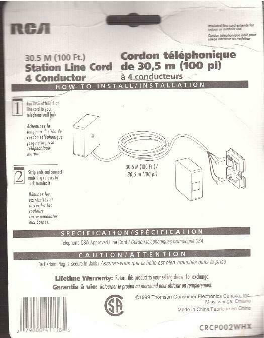 100 ft. RCA 4-Conductor Round Insulated Telephone Station Line Cord - White in Other - Image 2