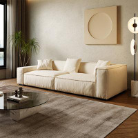 MABOLUS 118.11" White Genuine Leather Modular Sofa cushion couch