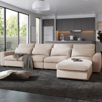 Hokku Designs Anacelis 129.9" Square Arm Sofa Chaise