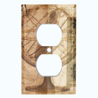 WorldAcc Metal Light Switch Plate Outlet Cover (Rustic Globe Map Travel - Single Duplex)