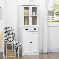 Farm on table 61" Freestanding Kitchen Pantry, Traditional Style Storage Cabinet with Soft Close Doors