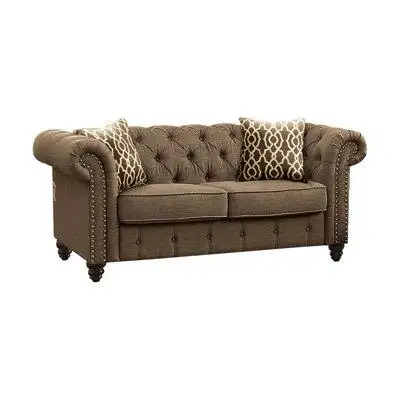 Adalyn collection upholstered in brown & beige colour linen fabric. Comfort and style define this co...