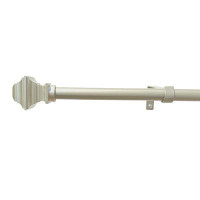 Symple Stuff Symple Stuff Rotella Metal Curtain Rod, 66" To 120" Ryder Round PVC Finials, Ultra Durable Brackets 3/4" Di