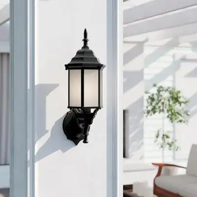Alcott Hill Mahtotopa 1-Light Outdoor Glass Shade Wall Lantern