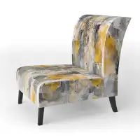 Ivy Bronx Yellow Grey Beyond The Canvas I - Upholstered Modern Accent Chair