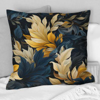 East Urban Home Yellow And Blue Tropical Plants Pattern - Tropical Printed Throw Pillow