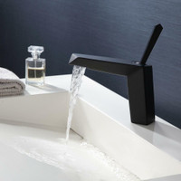 Triangular Style - Waterfall Single Hole Solid Brass Faucet in Matte Black or Polished Chrome