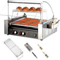 Winado 1650W 11 Rollers 30 Hot Dog Roller Grill Cooker Machine With Cover