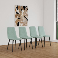 George Oliver 4 Piece Upholstered Dining Chair With Black Metal Legs