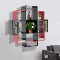 Ebern Designs Wall Mounted Bookcase With 9 Compartments