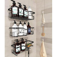 Rebrilliant Shower Caddy With 6 Traceless Adhesive, 3 Pack Shower Organizer, No Drilling Stainless Steel Shower Shelf,Bl